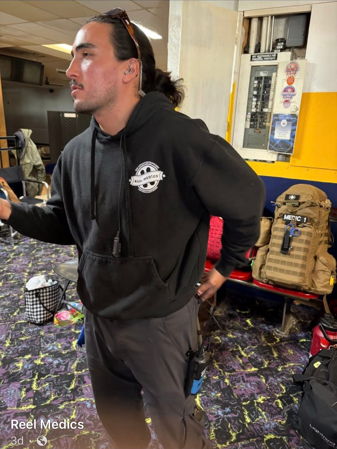 Medic providing on-location medical support